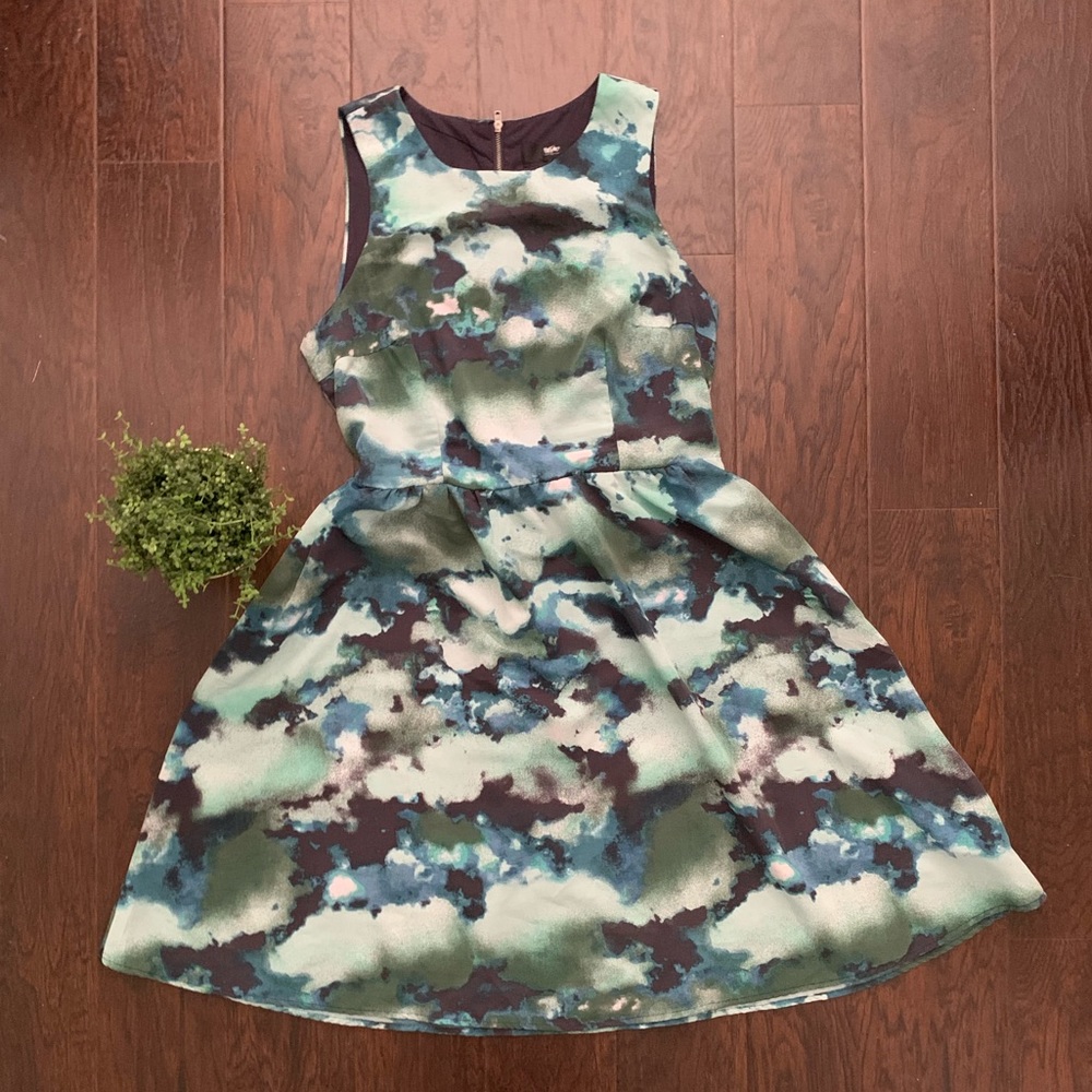 Mossimo Blue & Green Watercolor Dress